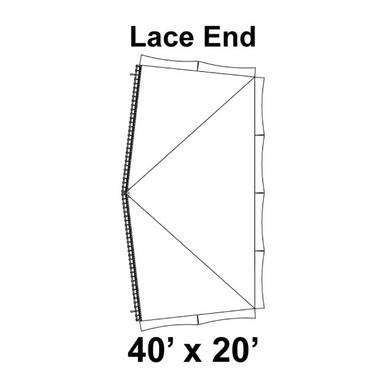 Celina Tent 40' x 20' Master Frame Tent Top, Lace End, technical diagram showing the lace end and overall tent dimensions.