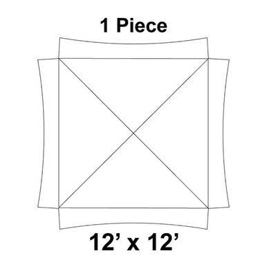 Celina Tent 12' x 12' Master Frame Tent, 1 Piece, 16 oz. Ratchet Top Replacement, diagram showing a square-shaped tent with labeled dimensions and the notation '1 Piece' for a single, durable replacement top.