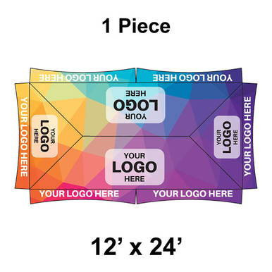 Celina Tent 12' x 24' Master Frame Tent, 1 Piece, 16 oz. Ratchet Top Replacement, colorful replacement top with customizable logo areas for outdoor event shelter.