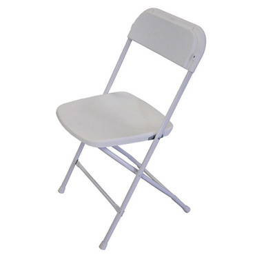 Bellbrook White Chair, foldable chair with padded seat and backrest, lightweight and suitable for office or event seating, shown in a white finish.