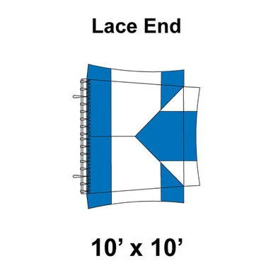 Celina Tent 10' x 10' Master Frame Tent Top, Lace End, showing the blue and white tent top with lace end design and frame structure.