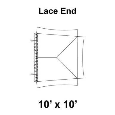 Celina Tent 10' x 10' Master Frame Tent Top, Lace End, technical diagram of the tent's lace end with detailed stitching and dimensions.