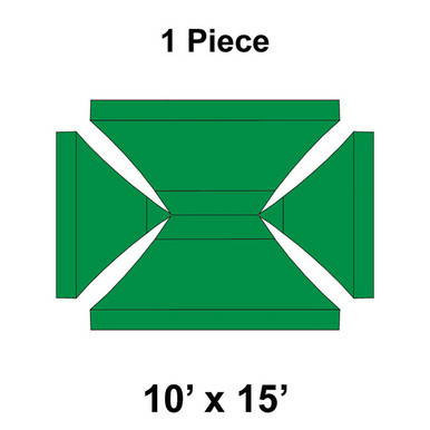 10' x 15' Fast Shade Top, Green, image showing a green shade canopy with its components laid flat for assembly.