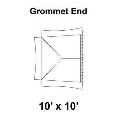 Celina Tent 10' x 10' Master Frame Tent Top, Grommet End, technical diagram of the tent's grommet end with measurements.