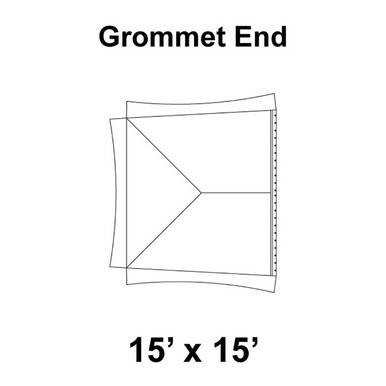 Celina Tent 15' x 15' Master Frame Tent Top, grommet end, with diagram showing the grommet end design and dimensions.