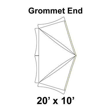 Celina Tent 20' x 10' Master High Peak Frame Tent Top, Grommet End, diagram showing the grommet placements on the tent top.