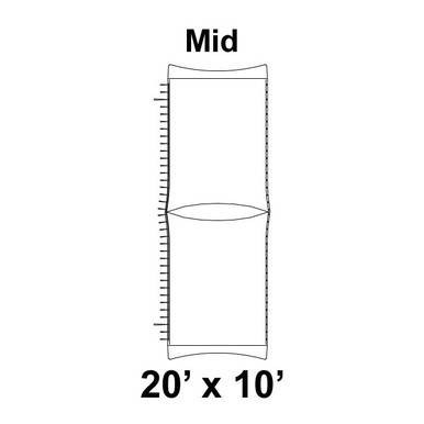 Celina Tent 20' x 10' Master High Peak Frame Tent Top, Mid Section - schematic diagram showing mid section of the tent top with measurements.