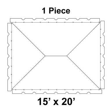 Celina Tent 15' x 20' Classic Pole Tent, 1 Piece, 16 oz. Ratchet Top, image showing the top view with a rectangular shape and scalloped edges.