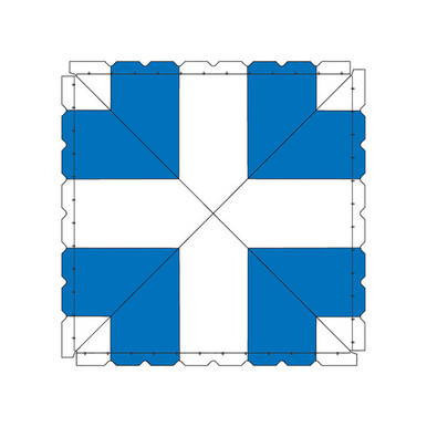 Celina Tent 20' x 20' Classic Pole Tent, 1 Piece, 16 oz. Ratchet Top, with blue fabric sections and a white framework in a square layout for outdoor event shelter.
