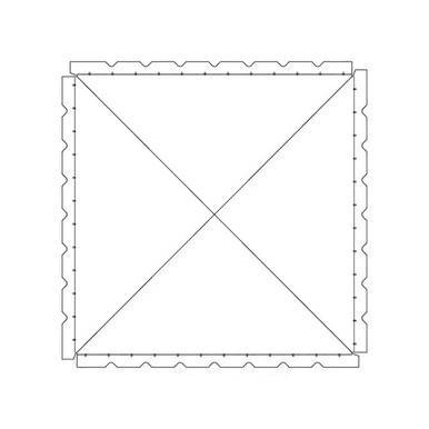 Celina Tent 20' x 20' Classic Pole Tent, 1 Piece, 16 oz. Ratchet Top, top view schematic diagram of the tent's square roof structure.