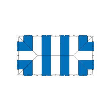 Celina Tent 20' x 40' Classic Pole Tent, 1 Piece, 16 oz. Ratchet Top, top view of the tent's canopy with blue and white striped pattern.