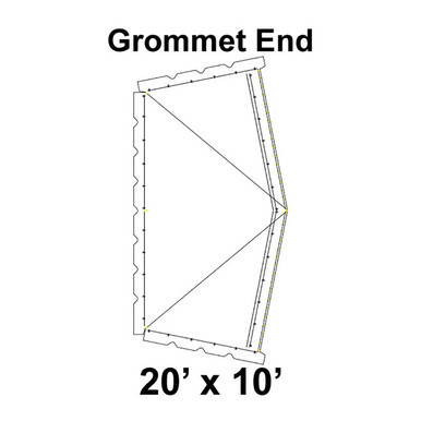 Celina Tent 20' x 10' Classic Pole Tent Top with Grommet End, diagram showing tent top with grommet placement and dimensions.