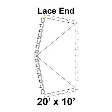 Celina Tent 20' x 10' Classic Pole Tent Top, Lace End, diagram showing the tent's layout with lace end design and dimensions of 20 feet by 10 feet.