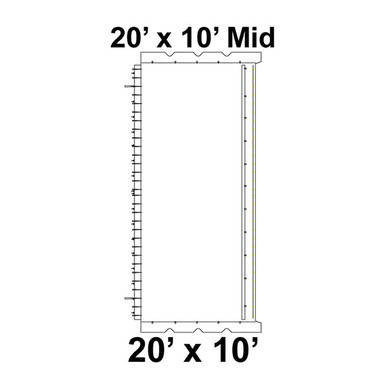 Celina Tent 20' x 10' Classic Pole Tent Top, Mid Section, image showing the dimensions and structure of the tent top.