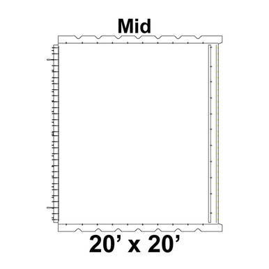 Celina Tent 20' x 20' Classic Pole Tent Top, Mid Section, showing the rectangular middle part of the tent top with measurement markings along the edges.