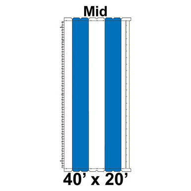 Celina Tent 40' x 20' Classic Pole Tent Top, Mid Section, illustration of the mid-section of a large 40-foot by 20-foot outdoor tent with supporting poles and structural details.