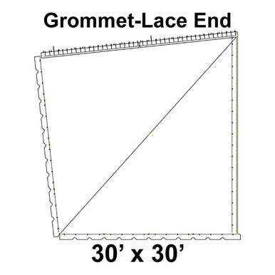Celina Tent 60' Classic Pole Tent Top, Grommet-Lace End, a diagram of a 30' x 30' square tent top with grommet and lace details.