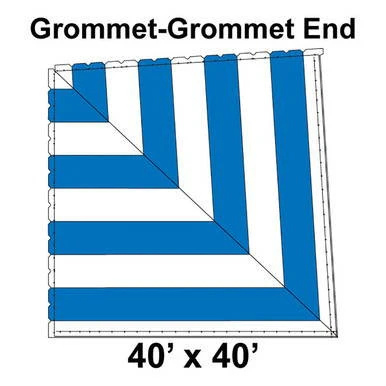 Celina Tent 80' Classic Pole Tent Top, Grommet-Grommet End, diagram showing grommet placement at the tent top edges.