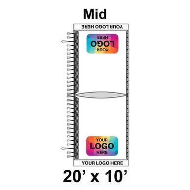 Celina Tent 20' x 10' Premiere I Series High Peak Pole Tent Top, Mid Section, illustrated diagram showing the central part of the tent top with labeled sections and customizable logo areas.