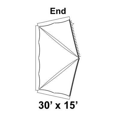 Celina Tent 30' x 15' Premiere II Series High Peak Pole Tent Top, Ends, technical diagram showing the tent's layout and end sections.