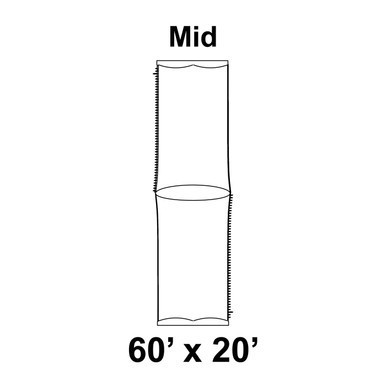 Celina Tent 60' x 20' Premiere II Series High Peak Pole Tent Top, Mid Section, illustrated diagram showing the dimensions and middle section of the tent.