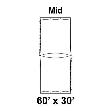 Celina Tent 60 x 30 Premiere II Series High Peak Pole Tent Top, Mid Section, diagram showing the tent top's dimensions and structure.