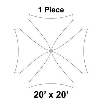 Celina Tent 20' x 20' Pinnacle Series High Peak Frame Tent, 1 Piece, 16 oz. Ratchet Top Replacement, diagram of a single-piece high peak frame tent top. 