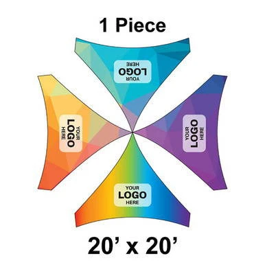 Celina Tent 20' x 20' Pinnacle Series High Peak Frame Tent, 1 Piece, 16 oz. Ratchet Top Replacement, image showing a colorful infographic design with 1 Piece and 20x20 measurements, and placeholders for custom logo placement.