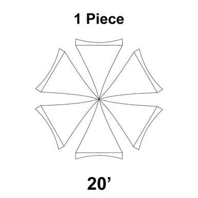 Celina Tent 20' Pinnacle Series Hexagon High Peak Frame Tent, 1 Piece Top Only, technical diagram of the tent's top canopy in a hexagonal shape with high peak design.