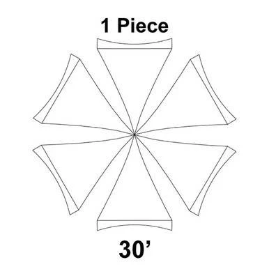 Celina Tent 30' Pinnacle Series Hexagon High Peak Frame Tent, 1 Piece Top Only, schematic diagram of the tent's top section showing its hexagon shape and high peak design.