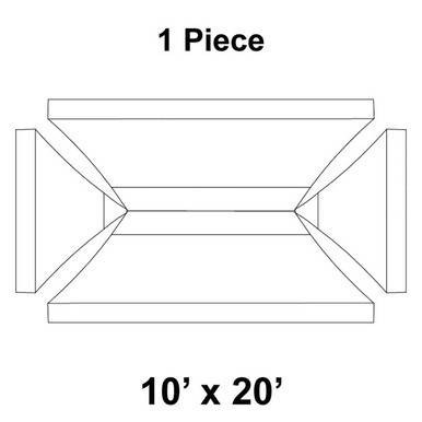 Celina Tent 10' x 20' Fast Shade Pop Up Canopy, 1 Piece Top Only, schematic diagram showing the shape and dimensions of the canopy top.