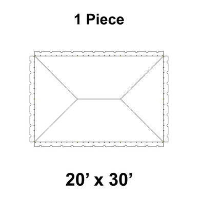Celina Tent 20' x 30' Presto Series Pole Canopy, 1 Piece Top Only, top view blueprint outline of the rectangular canopy tent.