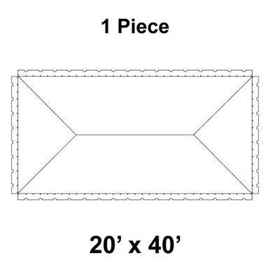 Celina Tent 20' x 40' Presto Series Pole Canopy, 1 Piece Top Only, technical diagram showing the dimensions and layout of the canopy top.