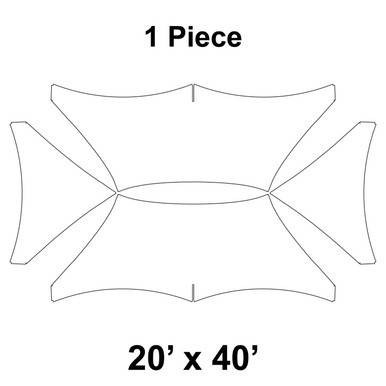 Celina Tent 20' x 40' Pinnacle Series High Peak Frame Tent, 1 Piece, 16 oz. Ratchet Top Replacement, technical diagram showing the tent's frame and cover layout.