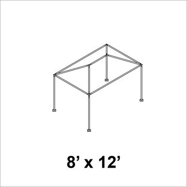 Celina 8' x 12' Classic Series Frame, wireframe diagram of a rectangular outdoor canopy or gazebo frame with specified dimensions.
