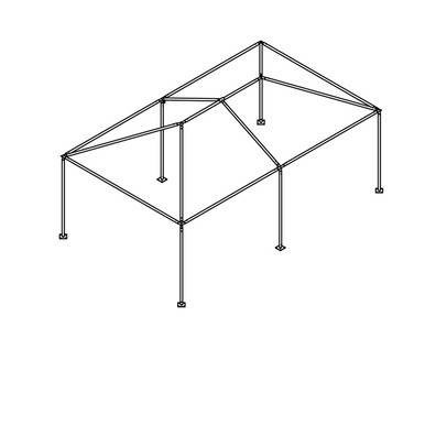 Celina 12' x 24' Classic Series Frame, a detailed line drawing of a rectangular outdoor canopy or gazebo frame with supporting legs and roof structure.