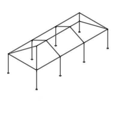 Celina 12' x 30' Classic Series Frame, line drawing of a large outdoor canopy frame structure for a gazebo or event tent.