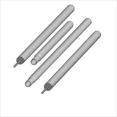 Celina Tent 30' x 30' Classic Series Pole Kit, four white tent poles with metal tips for assembling large outdoor event tents.