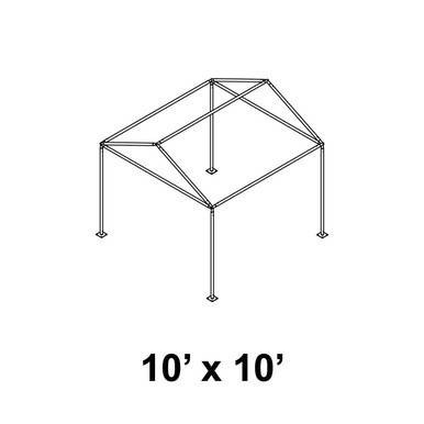 Celina Tent 10' x 10' Gable Series Frame, illustration of a metal frame structure with four legs and a gable roof.