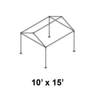 Celina Tent 10' x 15' Gable Series Frame, technical illustration of a gazebo-style outdoor canopy with a sturdy frame and peaked roof design.