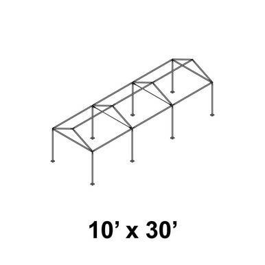 Celina Tent 10' x 30' Gable Series Frame, an outdoor structural framework with a rectangular shape and multiple support poles, designed for canopy or tent setup.