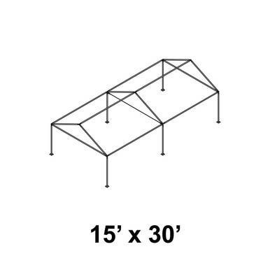 Celina Tent 15' x 30' Gable Series Frame, outdoor event tent frame structure with a gable roof design, metal framework for easy assembly and durability.