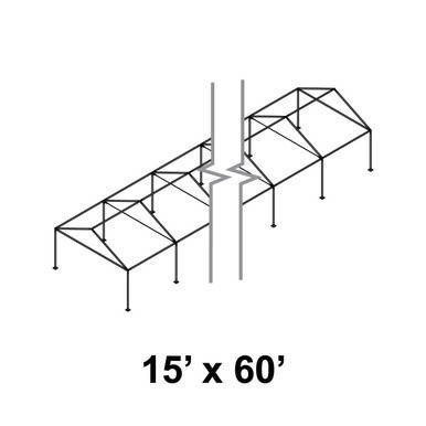 Celina Tent 15' x 60' Gable Series Frame, technical illustration of the tent frame structure.