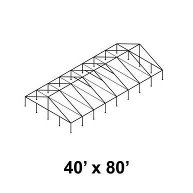 Celina Tent 40' x 80' Gable Series Frame, a large outdoor structure with a sturdy metal frame and a gabled roof design.