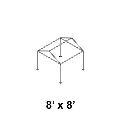 Celina Tent 8' x 8' Gable Series Frame, a technical line drawing of a small, square outdoor canopy frame with a gable roof design.