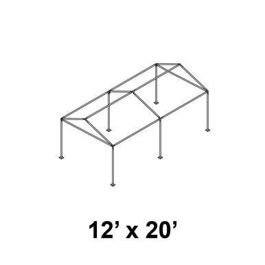 Celina Tent 12' x 20' Gable Series Frame, illustration of the sturdy metal frame structure with support poles and roof framework.