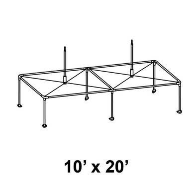 Celina Tent 10' x 20' Pinnacle High Peak Cross Cable Kit, image of the tent's framework with cross cables supporting the high peak structure.