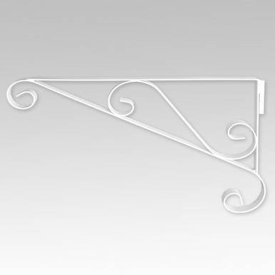 28'' Center Pole Hanger, white decorative metal wall hook with ornate scroll design