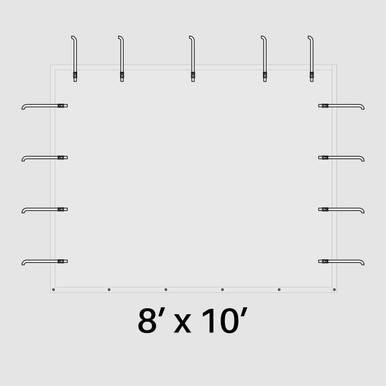Celina Tent 8' x 10' Clear Pinnacle Sidewall, image showing the layout of the sidewall panels with hooks and reinforcement for tent setup.