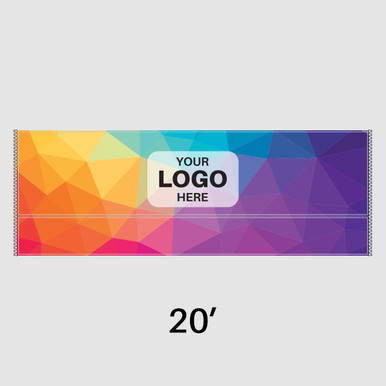 20' Full Print Fast Shade Sidewall, customizable sidewall with colorful geometric design and space for logo placement.